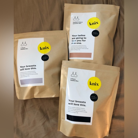 Brand new Knix wireless v-neck thin strap padded bra - size 6 orchid - Picture 10 of 14